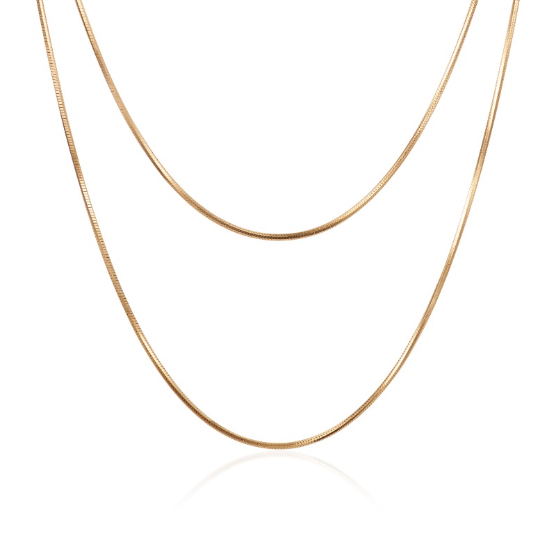 L&#039;Archipel Double Snake Necklace_Gold AR025